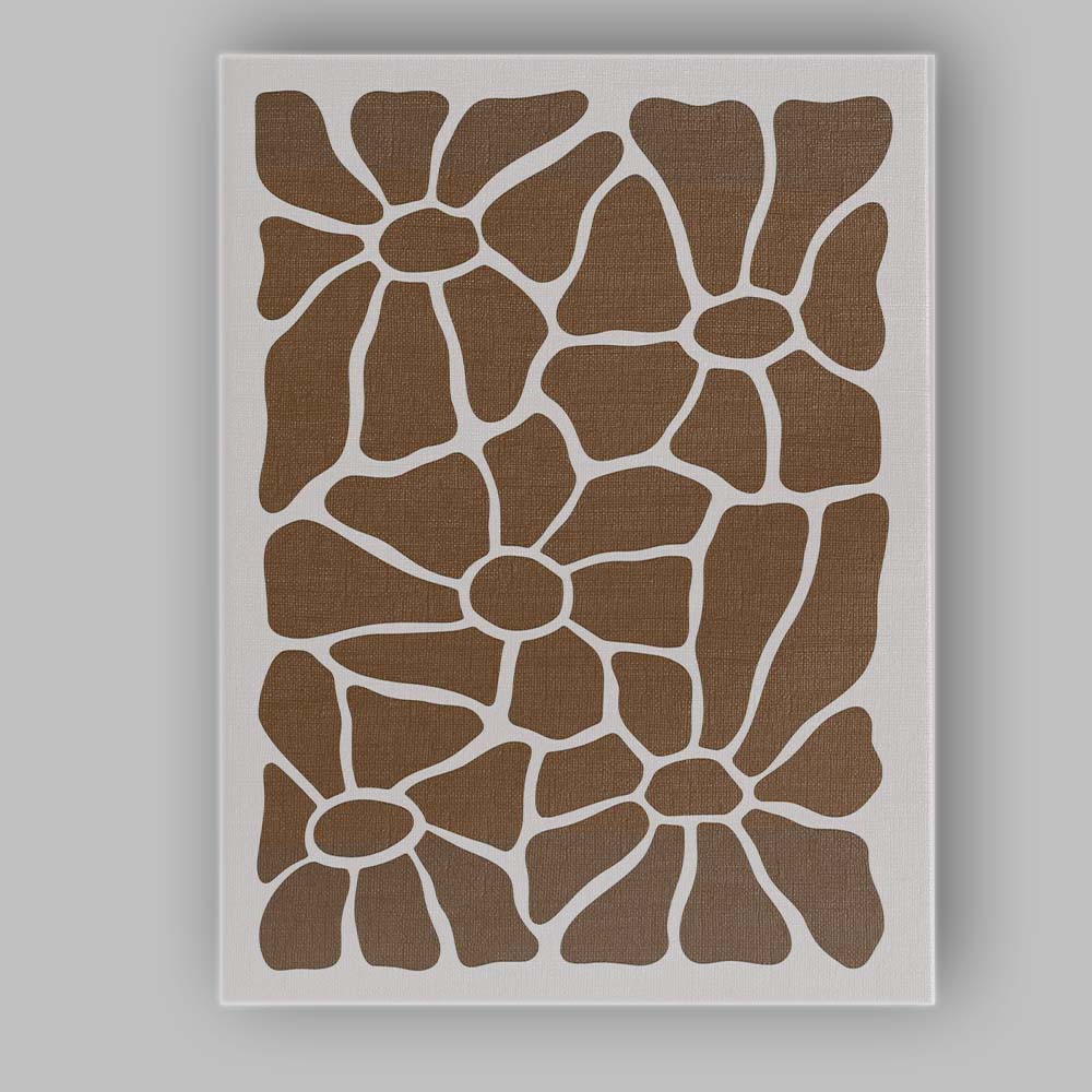 Warm Brown Abstract Organic Floral Shapes Minimalist Pattern Canvas Wall Art Print Decor Picture Ready to Hang