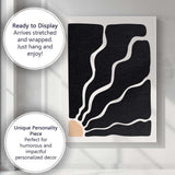 Abstract Black Organic Wavy Line Minimalist Modern Canvas Wall Art Print Decor Picture Ready to Hang
