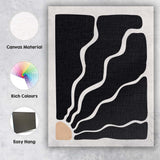 Abstract Black Organic Wavy Line Minimalist Modern Canvas Wall Art Print Decor Picture Ready to Hang