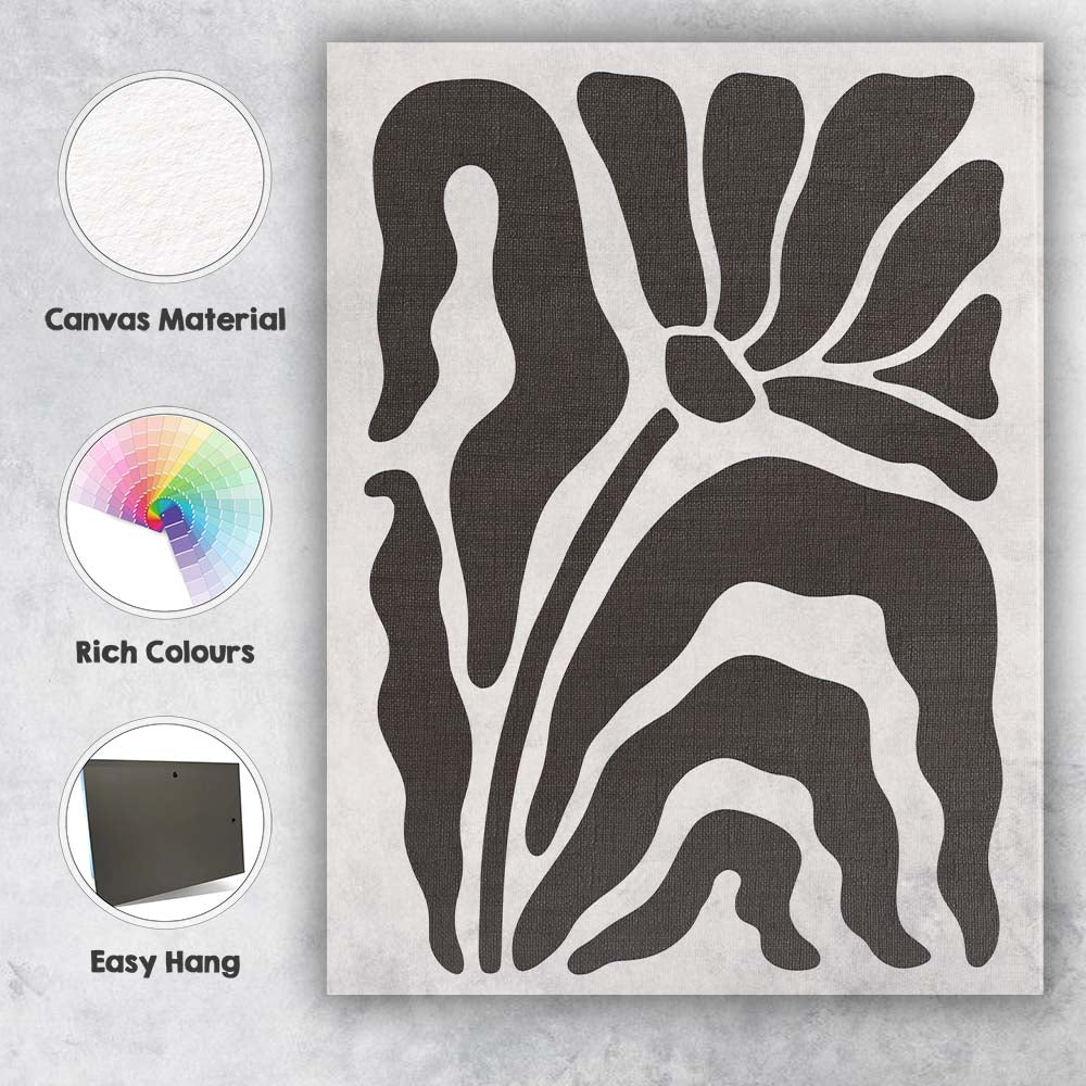Abstract Organic Floral Botanical Silhouette Earth Tone Minimalist Canvas Wall Art Print Decor Picture Ready to Hang
