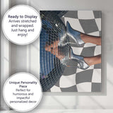 Silver Glitter Ankle Boots Disco Ball Fashion Photography Canvas Wall Art Print Decor Picture Ready to Hang