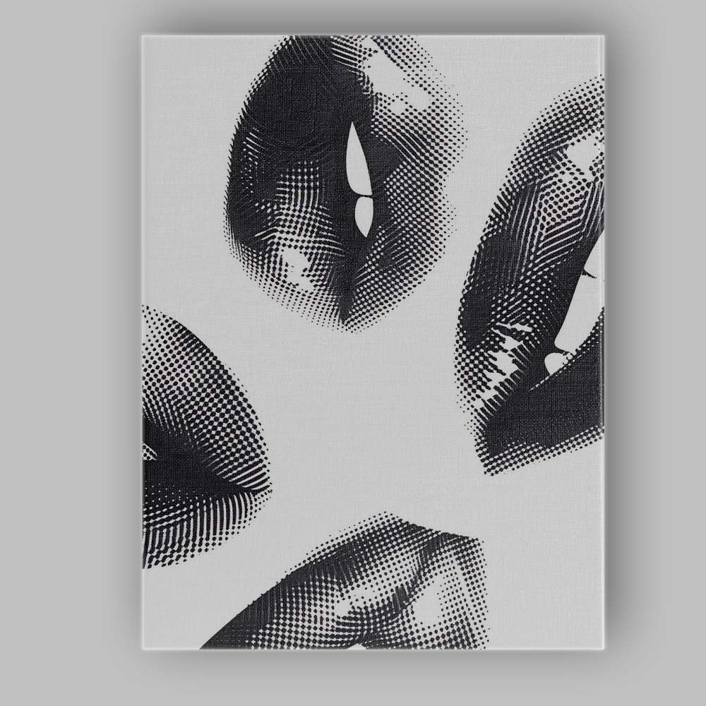 Black Halftone Lips Minimalist Pop Art Seamless Pattern Canvas Wall Art Print Decor Picture Ready to Hang