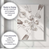 Abstract Minimalist Cocktail Toast Sketch Illustration Canvas Wall Art Print Decor Picture Ready to Hang
