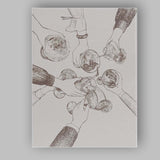 Abstract Minimalist Cocktail Toast Sketch Illustration Canvas Wall Art Print Decor Picture Ready to Hang