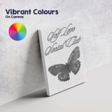 Elegant Black Butterfly Self Love Social Club Typography Canvas Wall Art Print Decor Picture Ready to Hang