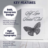 Elegant Black Butterfly Self Love Social Club Typography Canvas Wall Art Print Decor Picture Ready to Hang