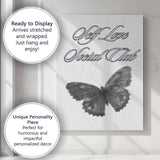 Elegant Black Butterfly Self Love Social Club Typography Canvas Wall Art Print Decor Picture Ready to Hang