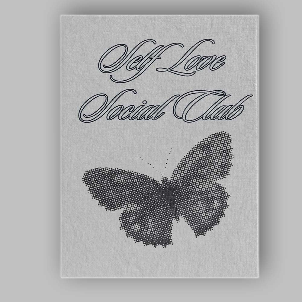 Elegant Black Butterfly Self Love Social Club Typography Canvas Wall Art Print Decor Picture Ready to Hang