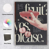 Retro Typography Fruit Bowl Still Life Peach Aesthetic Quote Collage Canvas Wall Art Print Decor Picture Ready to Hang