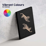 Minimal Black Background Leaping Tigers Line Art Illustration Canvas Wall Art Print Decor Picture Ready to Hang