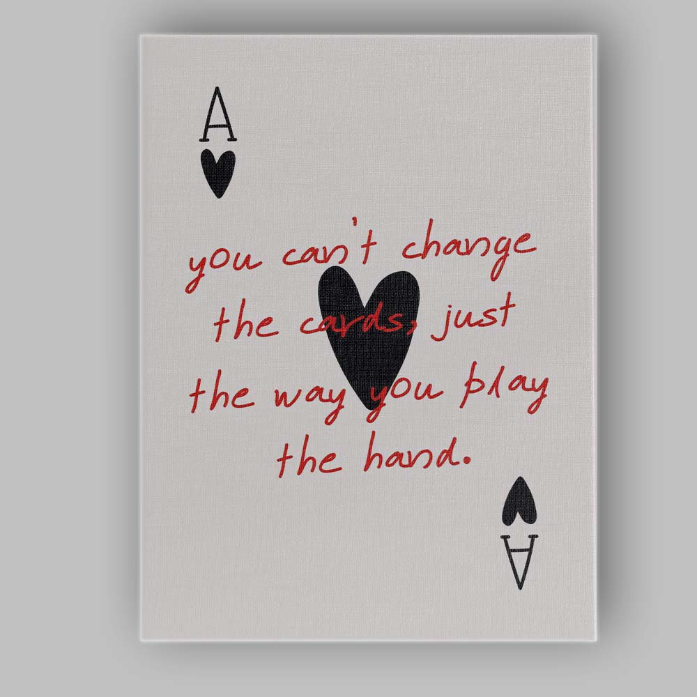 Minimalist Playing Cards Motivational Quote Typography Canvas Wall Art Print Decor Picture Ready to Hang