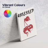 Bold Obsessed Red Cherry Graphic Typography Canvas Wall Art Print Decor Picture Ready to Hang