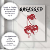 Bold Obsessed Red Cherry Graphic Typography Canvas Wall Art Print Decor Picture Ready to Hang