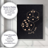 Lucky Heart Pattern Dice Minimalist Graphic Canvas Wall Art Print Decor Picture Ready to Hang