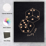 Lucky Heart Pattern Dice Minimalist Graphic Canvas Wall Art Print Decor Picture Ready to Hang