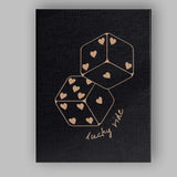 Lucky Heart Pattern Dice Minimalist Graphic Canvas Wall Art Print Decor Picture Ready to Hang