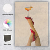 Red High Heels Cocktail Glass Fashion Glamour Minimalist Canvas Wall Art Print Decor Picture Ready to Hang
