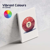Red Number Seven Billiard Pool Ball Watercolour Sports Canvas Wall Art Print Decor Picture Ready to Hang
