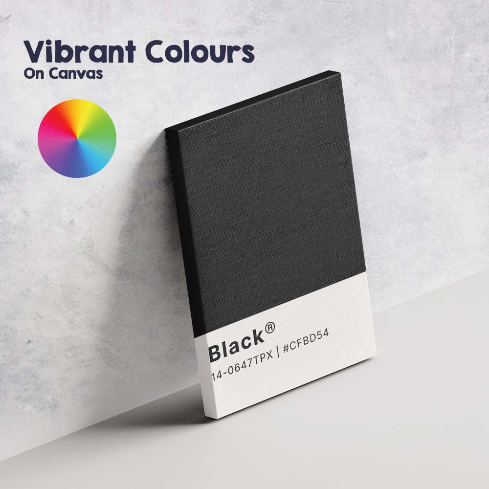 Pantone Black Colour Swatch Minimalist Graphic Design Canvas Wall Art Print Decor Picture Ready to Hang