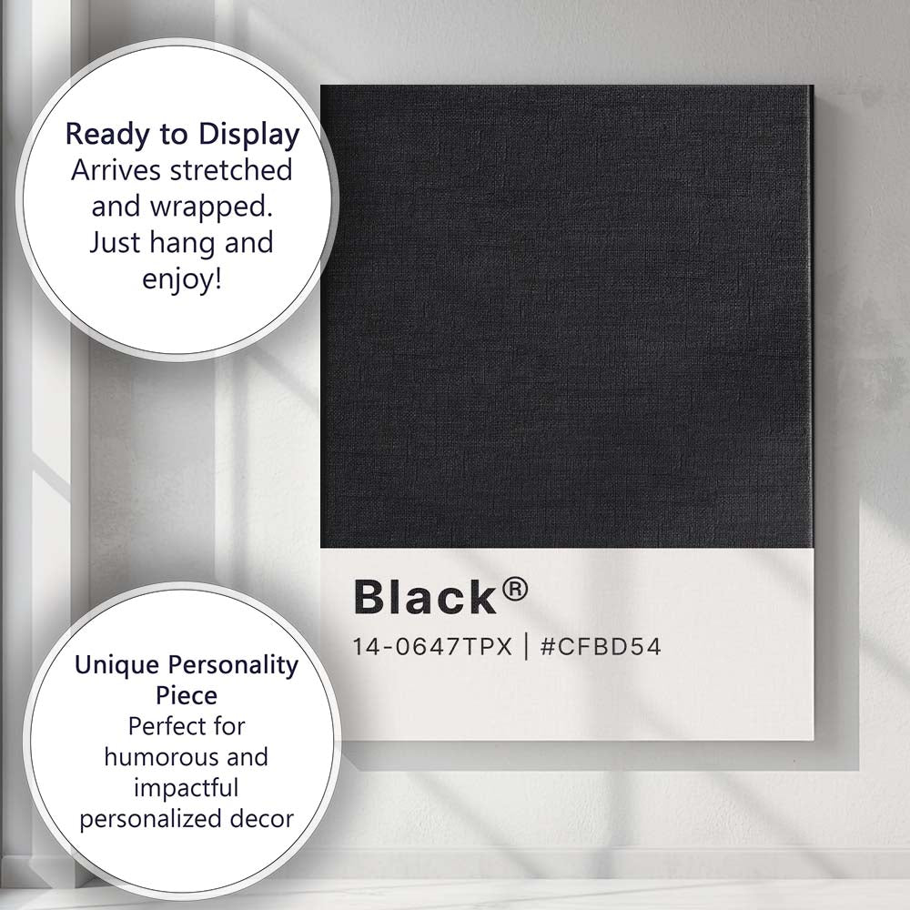 Pantone Black Colour Swatch Minimalist Graphic Design Canvas Wall Art Print Decor Picture Ready to Hang
