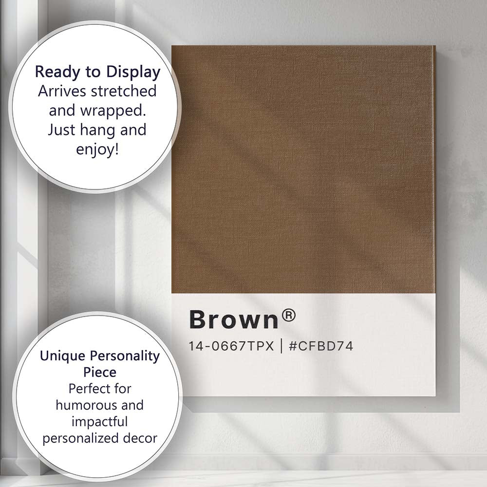 Pantone Brown Colour Swatch Minimalist Graphic Design Canvas Wall Art Print Decor Picture Ready to Hang