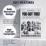 Motivational You Got This Inspirational Newspaper Typography Canvas Wall Art Print Decor Picture Ready to Hang