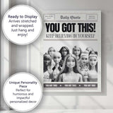 Motivational You Got This Inspirational Newspaper Typography Canvas Wall Art Print Decor Picture Ready to Hang
