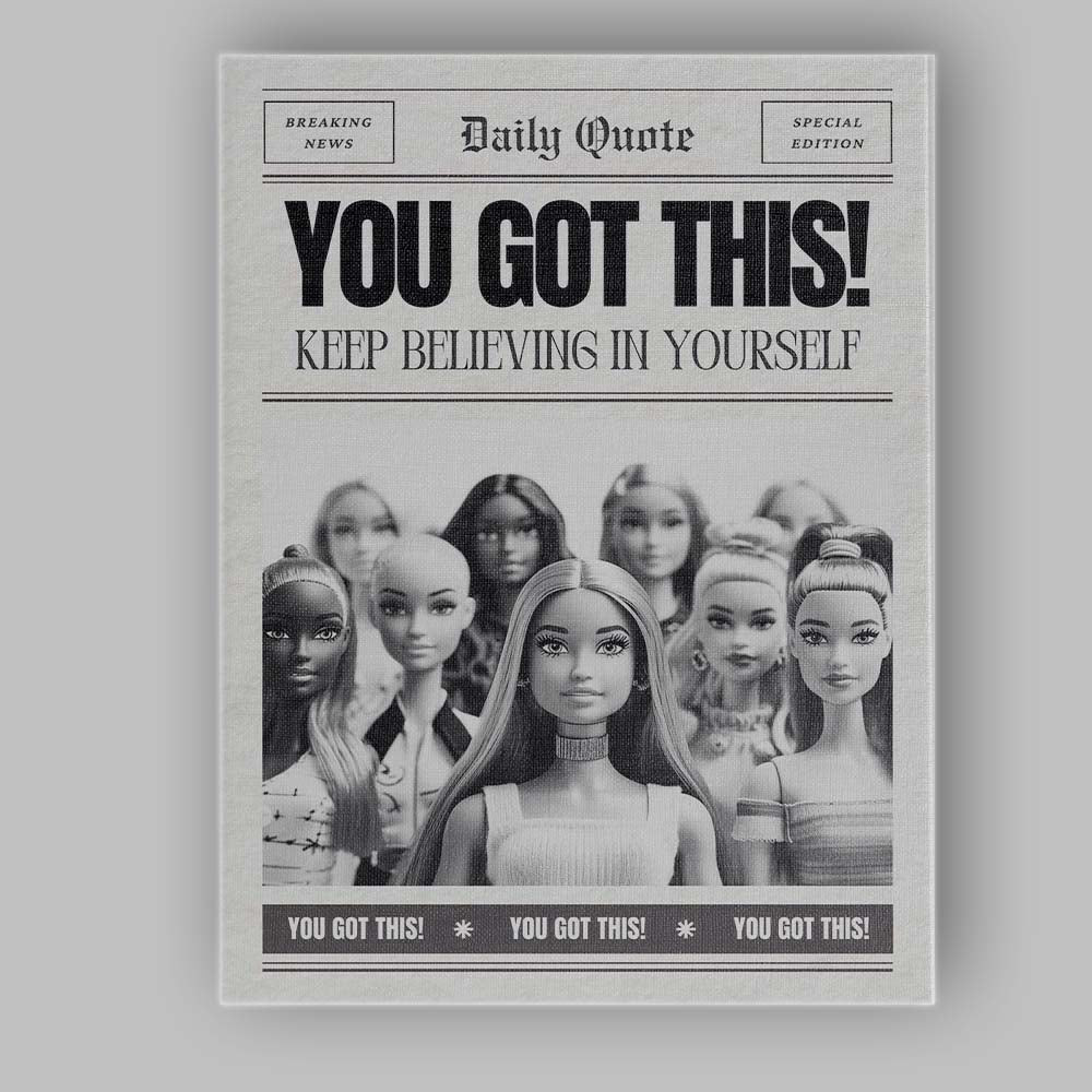 Motivational You Got This Inspirational Newspaper Typography Canvas Wall Art Print Decor Picture Ready to Hang