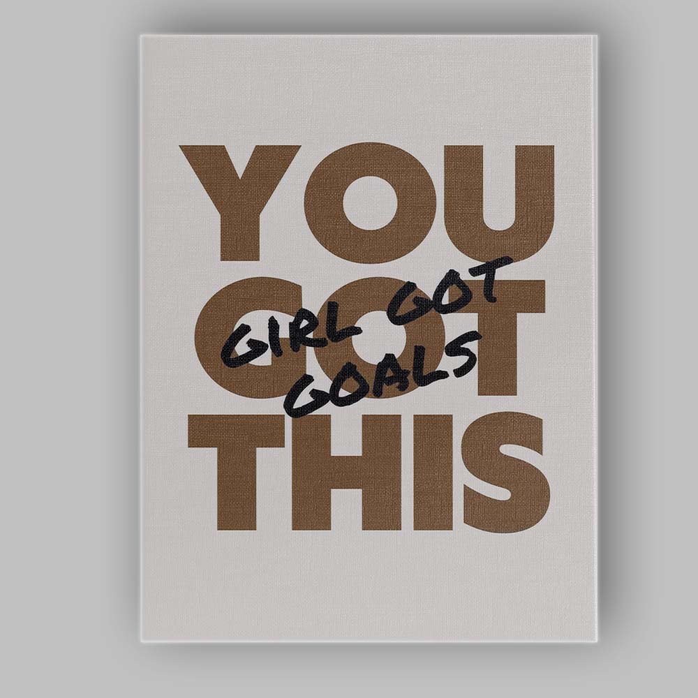Brown Minimalist You Got This Motivational Typography Quote Canvas Wall Art Print Decor Picture Ready to Hang