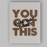 Brown Minimalist You Got This Motivational Typography Quote Canvas Wall Art Print Decor Picture Ready to Hang