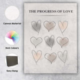 Minimalist Progress of Love Abstract Heart Line Art Neutral Beige Canvas Wall Art Print Decor Picture Ready to Hang