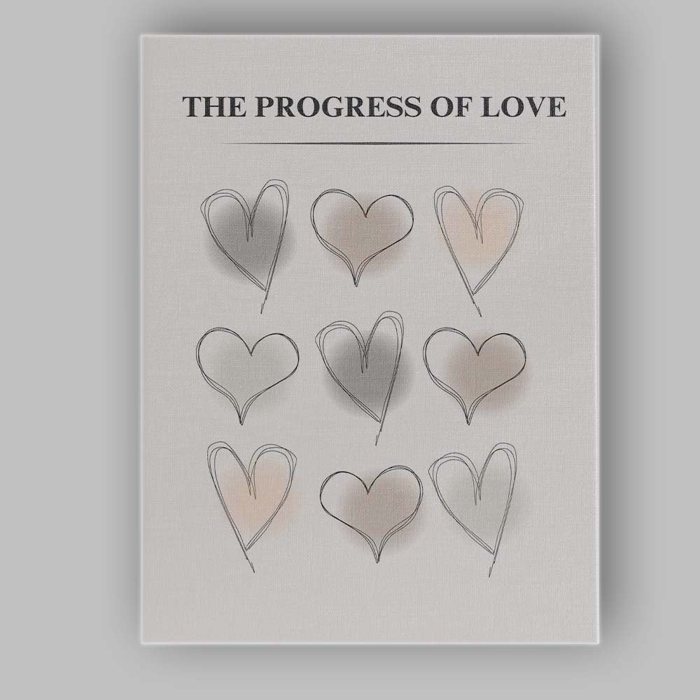Minimalist Progress of Love Abstract Heart Line Art Neutral Beige Canvas Wall Art Print Decor Picture Ready to Hang