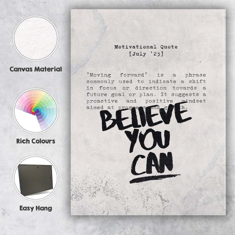 Believe You Can Inspirational Typography Motivational Quote Minimalist Canvas Wall Art Print Decor Picture Ready to Hang