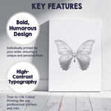 Elegant Monochrome Butterfly Detailed Nature Illustration Minimalist Canvas Wall Art Print Decor Picture Ready to Hang