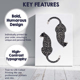 Modern Abstract Black Spotted Leopard Pair Minimalist Animal Illustration Canvas Wall Art Print Decor Picture Ready to Hang