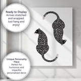 Modern Abstract Black Spotted Leopard Pair Minimalist Animal Illustration Canvas Wall Art Print Decor Picture Ready to Hang