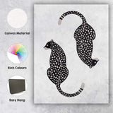 Modern Abstract Black Spotted Leopard Pair Minimalist Animal Illustration Canvas Wall Art Print Decor Picture Ready to Hang