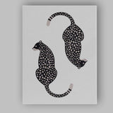 Modern Abstract Black Spotted Leopard Pair Minimalist Animal Illustration Canvas Wall Art Print Decor Picture Ready to Hang