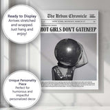 Hot Girls Dont Gatekeep Disco Ball Humorous Newspaper Poster Canvas Wall Art Print Decor Picture Ready to Hang