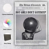 Hot Girls Dont Gatekeep Disco Ball Humorous Newspaper Poster Canvas Wall Art Print Decor Picture Ready to Hang