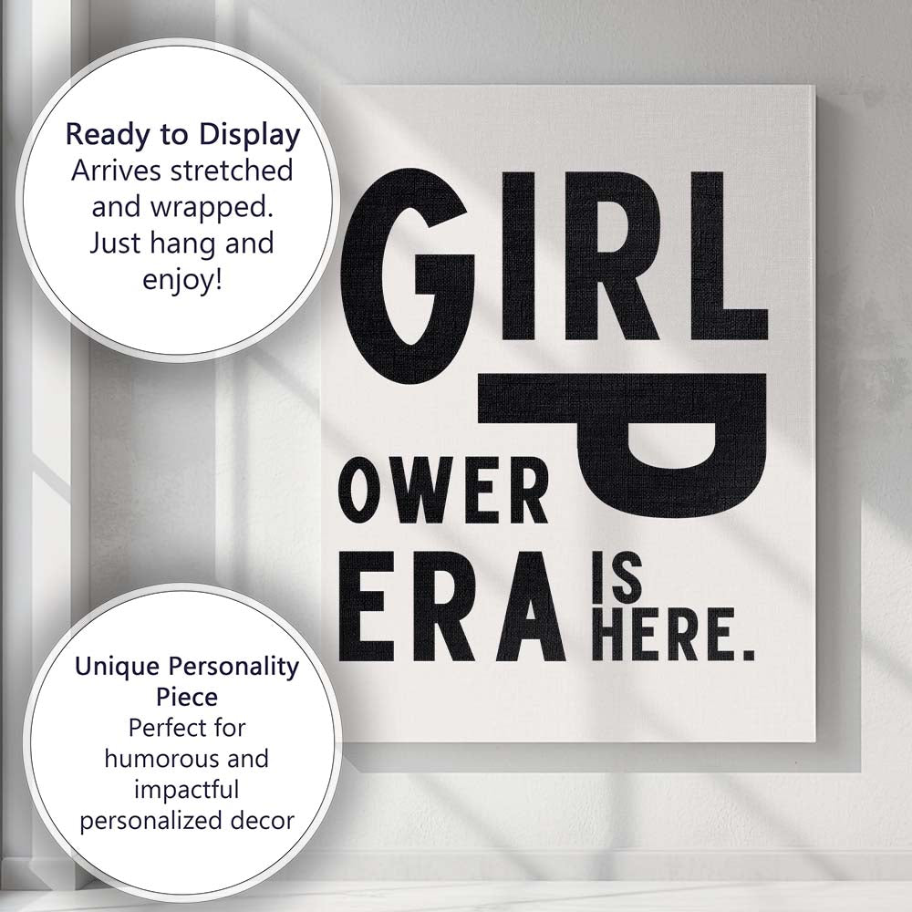 Bold Girl Power Is Here Modern Motivational Typography Canvas Wall Art Print Decor Picture Ready to Hang