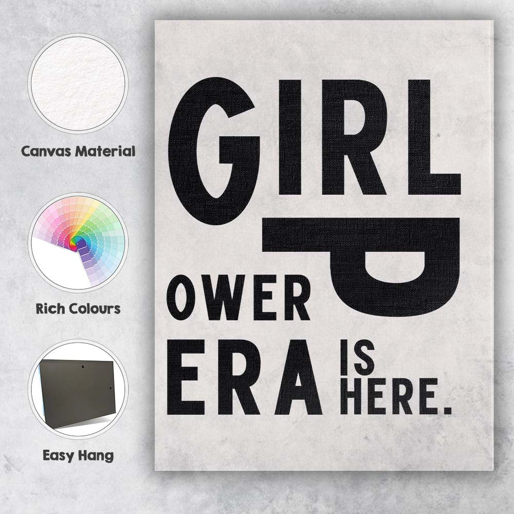 Bold Girl Power Is Here Modern Motivational Typography Canvas Wall Art Print Decor Picture Ready to Hang