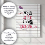 You Are Good Enough Positive Collage Typography Quote Canvas Wall Art Print Decor Picture Ready to Hang