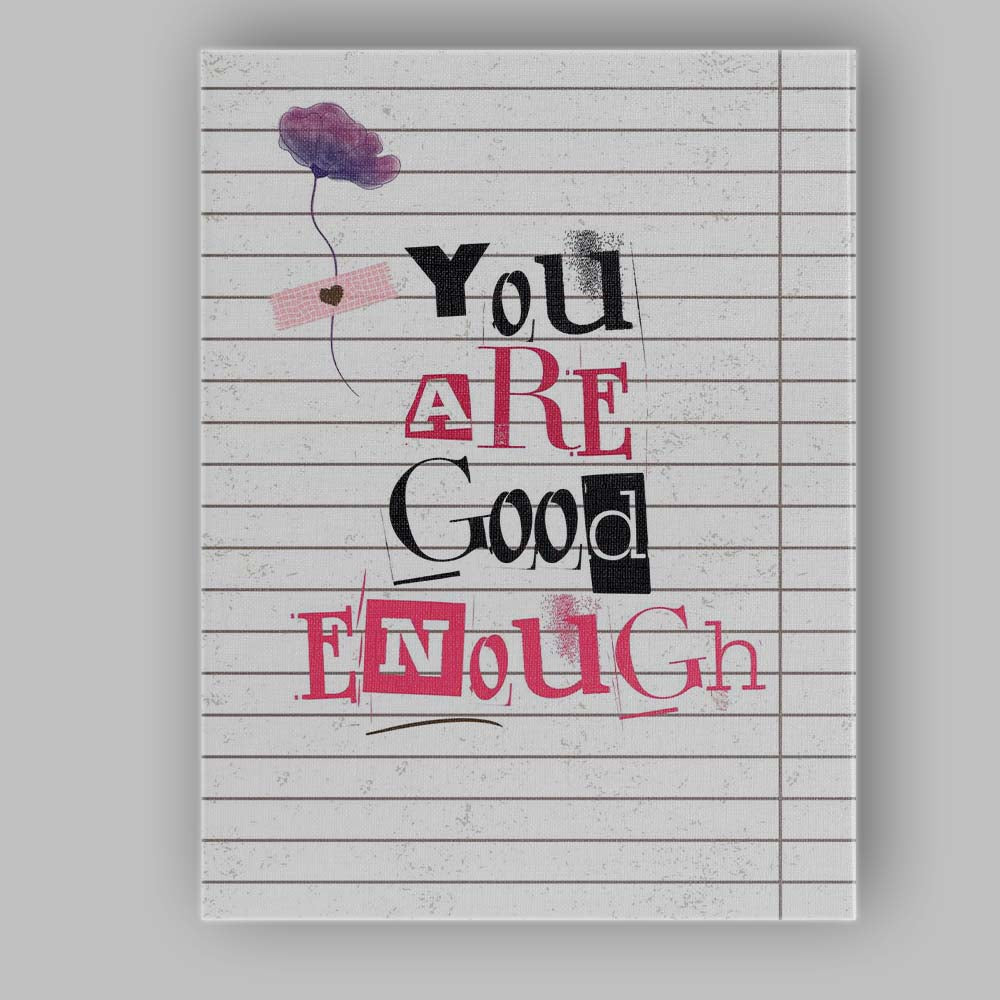 You Are Good Enough Positive Collage Typography Quote Canvas Wall Art Print Decor Picture Ready to Hang