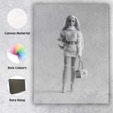 Monochrome Fashion Doll Luxury Outfit Studio Portrait Canvas Wall Art Print Decor Picture Ready to Hang