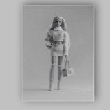 Monochrome Fashion Doll Luxury Outfit Studio Portrait Canvas Wall Art Print Decor Picture Ready to Hang