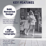 Fashion Doll Taking Selfie With Cat Monochrome Lifestyle Canvas Wall Art Print Decor Picture Ready to Hang