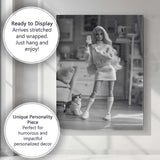 Fashion Doll Taking Selfie With Cat Monochrome Lifestyle Canvas Wall Art Print Decor Picture Ready to Hang