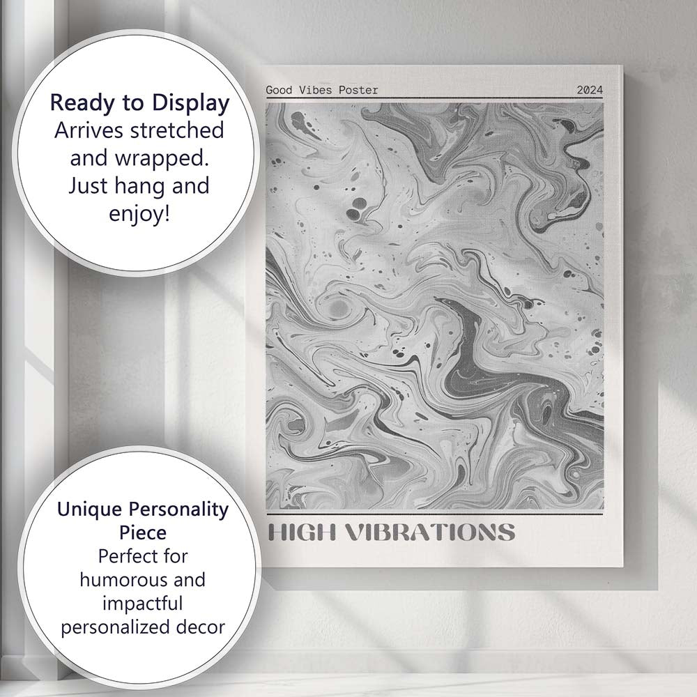 Abstract Grey Marble Swirl Fluid Ink Modern Minimalist Canvas Wall Art Print Decor Picture Ready to Hang
