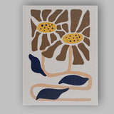 Scandinavian Abstract Brown Daisy Floral Line Art Botanical Canvas Wall Art Print Decor Picture Ready to Hang